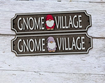 Gnome Village road sign / Gnome decor / tray decor / tiered tray decor / Gnomes