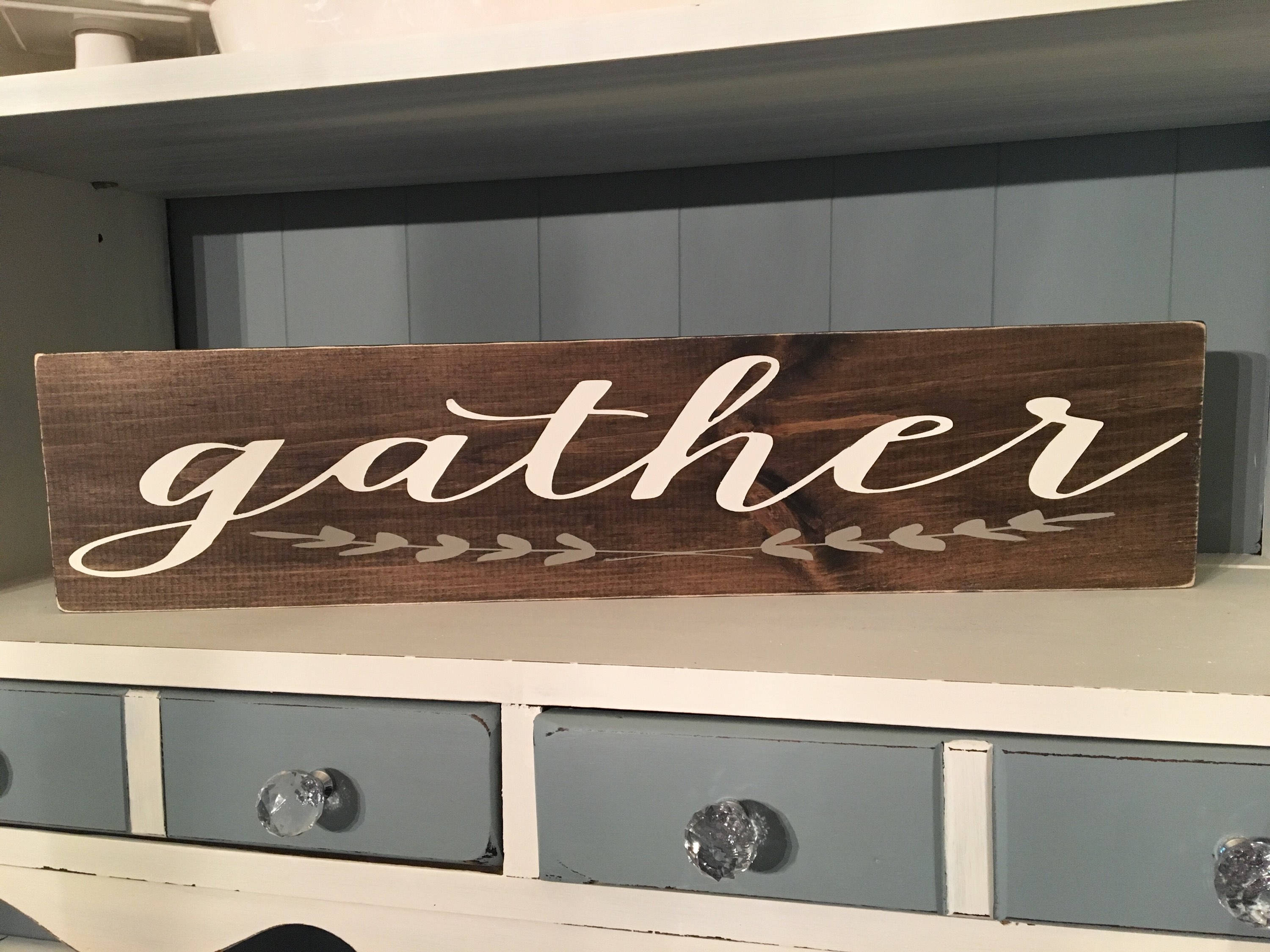 Rustic Gather Sign: Distressed Farmhouse Kitchen Decor - Etsy