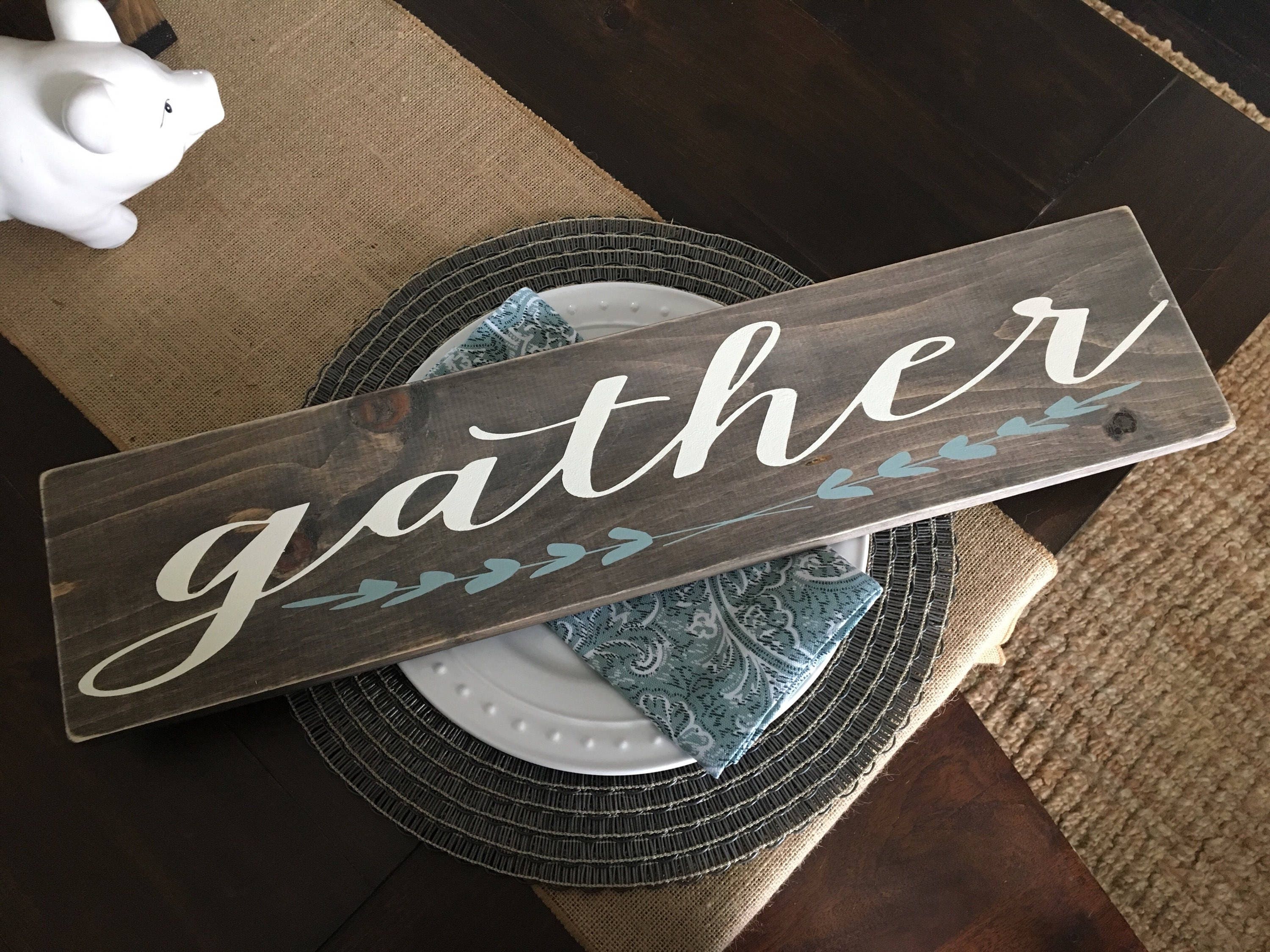 Rustic Gather Sign: Distressed Farmhouse Kitchen Decor - Etsy