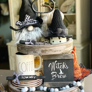 Witchs Brew Sign / Tiered Tray Decor / Farmhouse Decor / Halloween Decor / Fall Signs / Coffee Bar decor / Rae Dunn Inspired /Halloween Sign