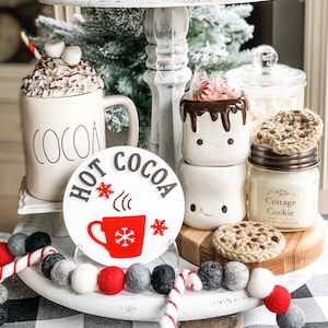 Hot Cocoa bar / Christmas decor / Hot cocoa sign / Hot cocoa decor / tiered tray decor / tray signs / Coffee bar decor
