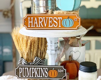 Fall Road Sign | Tiered Tray Decor, Harvest, Pumpkins