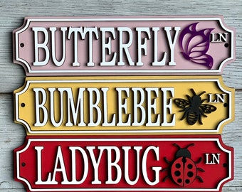 Lady bug signs / Summer decor / Summer sign / tiered tray decor / tray signs / Tray decor / Butterfly sign / Bumblebee decor