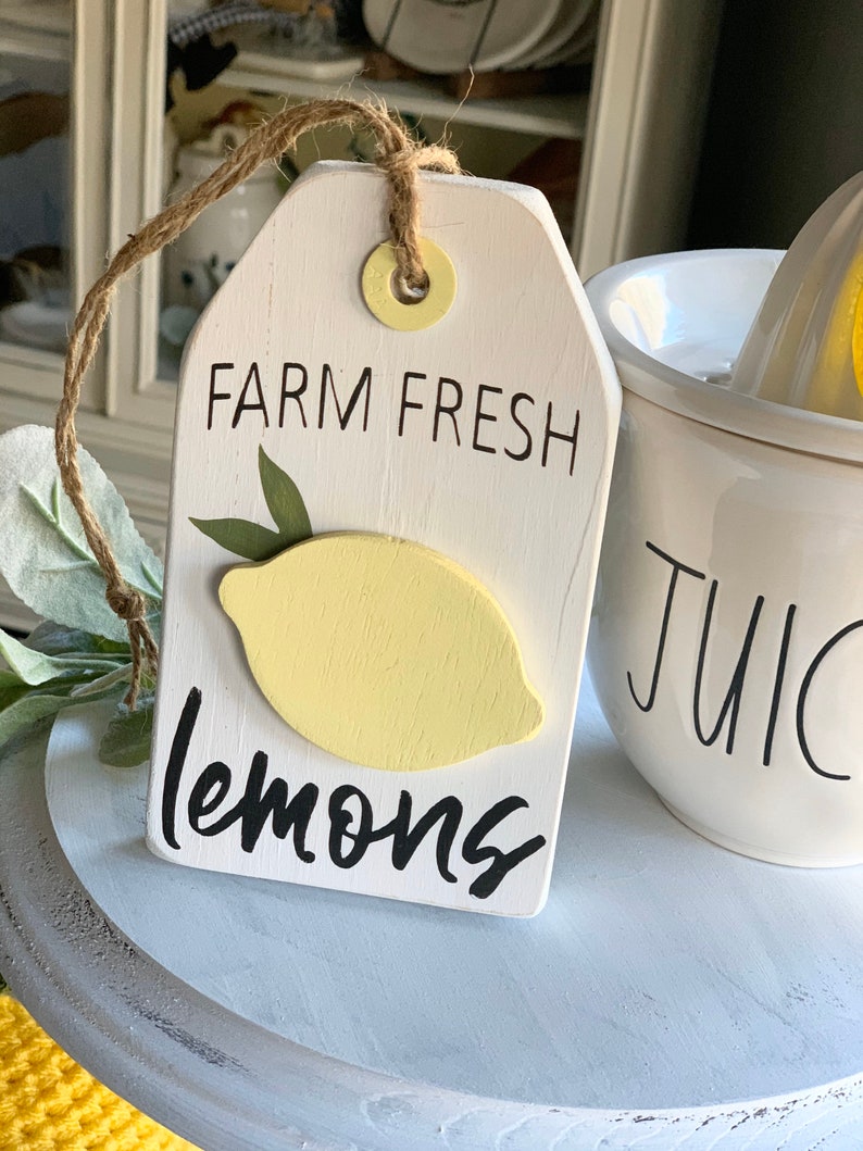 Farm fresh lemons / Lemon sign / lemon decor / tiered tray decor / farmhouse decor / 3d sign / tiered tray signs image 3