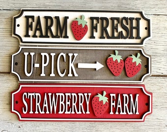 Strawberry signs / Summer decor / Summer sign / tiered tray decor / tray signs / Tray decor / Fresh Strawberries / Strawberry Farm