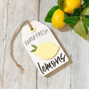 Farm fresh lemons / Lemon sign / lemon decor / tiered tray decor / farmhouse decor / 3d sign / tiered tray signs image 1