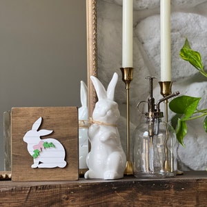 Easter bunny shelf sitter / Easter decor / Easter decorations / Bunny sign / Farmhouse Easter / Tiered tray decor image 3