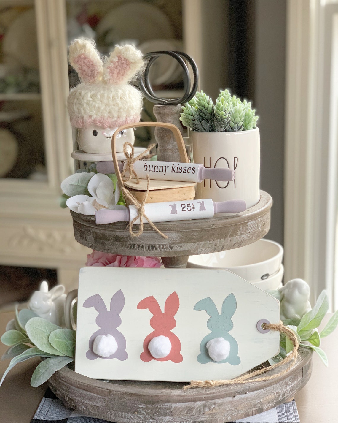 Easter decorations / Easter decor / Tiered tray decor / Easter Etsy