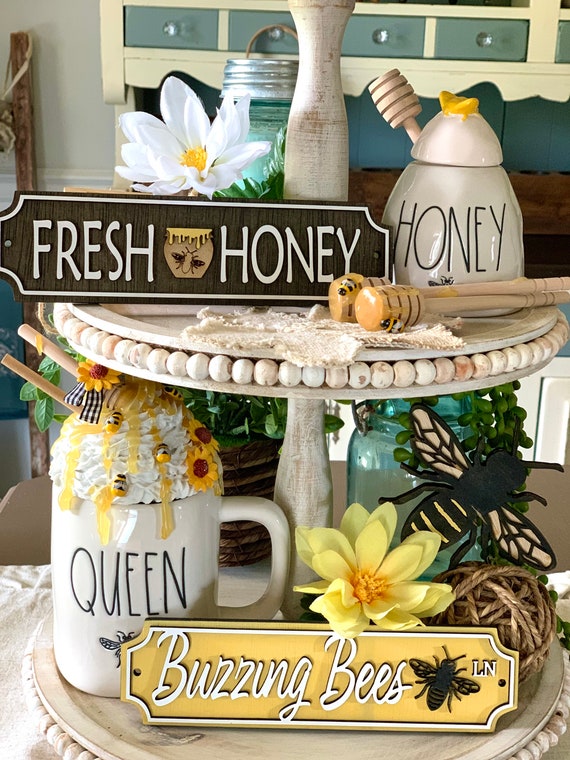 Honey Bee Tiered Tray Decor, Summer Tiered Tray Decor