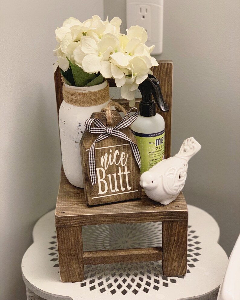 Farmhouse decor / Tiered tray decor / Funny Bathroom Signs