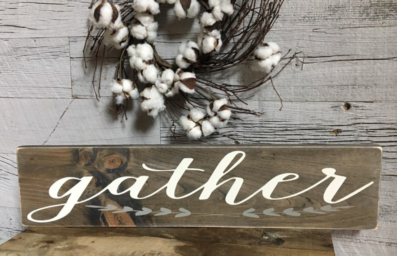 Rustic Gather Sign: Distressed Farmhouse Kitchen Decor - Etsy