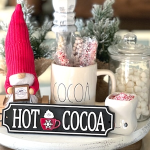 Hot Cocoa Road Sign, Winter Tiered Tray Decor