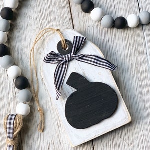 Handcrafted Pumpkin Tag: Rustic Farmhouse Tiered Tray Decor