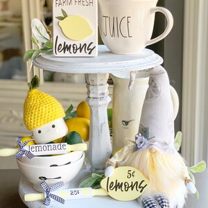 Farm fresh lemons / Lemon sign / lemon decor / tiered tray decor / farmhouse decor / 3d sign / tiered tray signs image 4