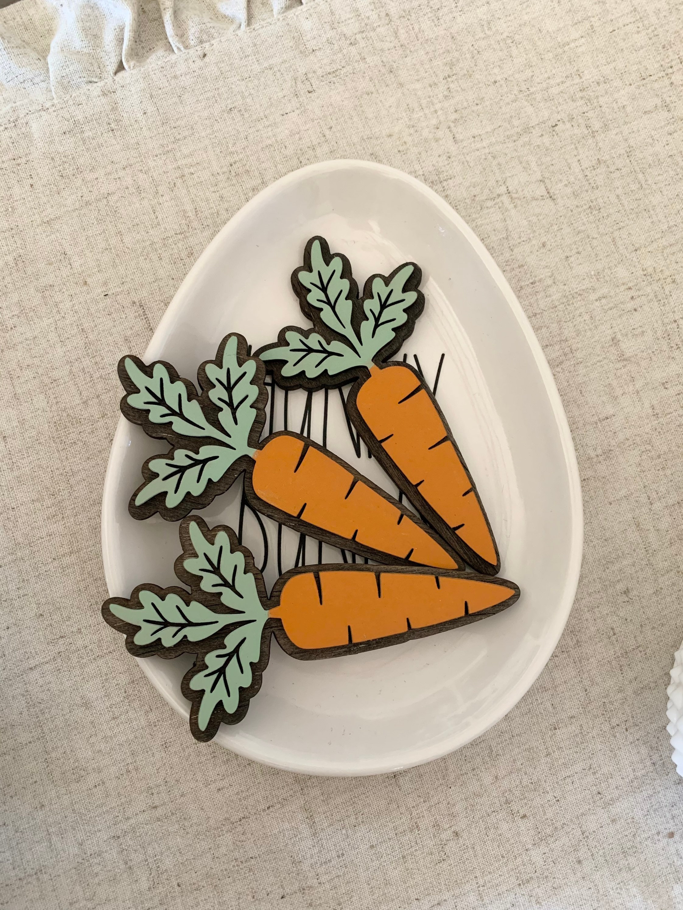 Handmade hand painted 4 pc carrot set for Easter Spring Summer tiered tray decor or vignettes