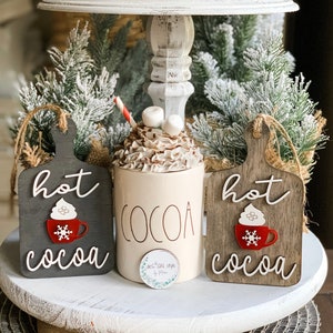 Hot Cocoa sign / Christmas signs / Christmas decorations / Christmas decor / Peppermint mocha / Hot Cocoa bar / tiered tray decor