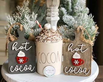 Hot Cocoa Christmas Sign, Tiered Tray Decor