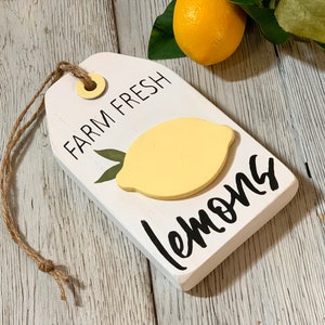 Farm fresh lemons / Lemon sign / lemon decor / tiered tray decor / farmhouse decor / 3d sign / tiered tray signs image 2