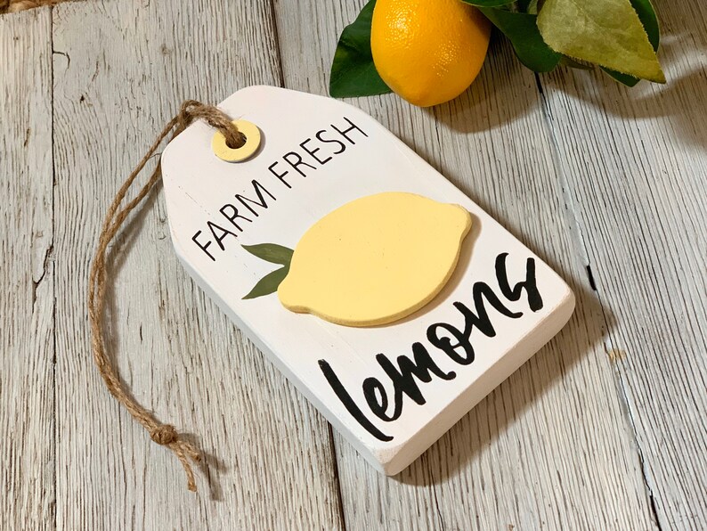 Farm fresh lemons / Lemon sign / lemon decor / tiered tray decor / farmhouse decor / 3d sign / tiered tray signs image 2