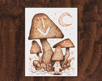 Mushroom Family Original Illustration