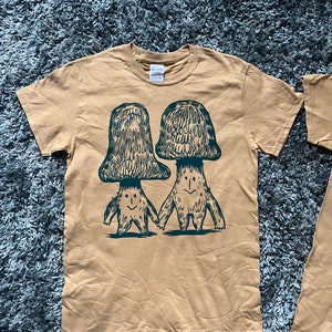 Mushroom Buddies Linocut Printed Shirt