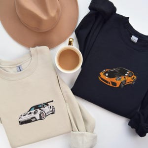 Personalized Embroidered Car Hoodie: Custom Couple Sweatshirt