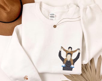 Custom Embroidered Portrait Sweatshirt: Personalized Photo Gift, Embroidered Photo Shirt, Couple Custom Embroidered Portrait Photo