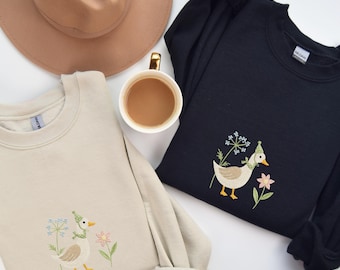Embroidered Goose Sweatshirt: Silly Goose Mom Shirt, Embroidered Cute Goose Shirt, Silly Goose Mom,Silly Goose shirt, Silly Goose Farm Shirt