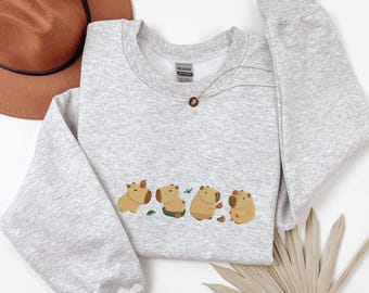 EMBROIDERED Capybara Sweatshirt, Capybara Crewneck, Capybara Sweater, Cute Capybara Sweatshirt, Capybara Gift, Capybara Lover Sweatshirt