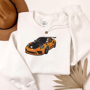 Personalized Embroidered Car Sweatshirt, Custom Car Embroidery Hoodie, Embroidered Cars, Crewneck Embroidered Car, Custom Gift for Boyfriend