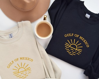 Embroidered Gulf of Mexico Sweatshirt: Coastal Beach Crewneck
