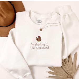 Embroidered Stardew Valley Chicken Crewneck Sweatshirt: Gamer Apparel