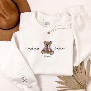 Custom Embroidered Mama Bear Sweatshirt: Personalized Names Sleeve