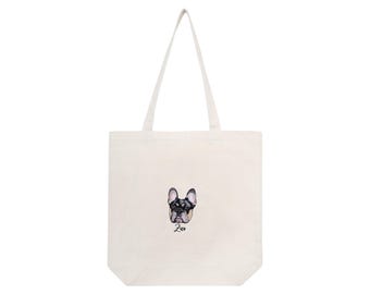 Custom Pet Portrait Tote Bag: Embroidered Dog Mom Gift