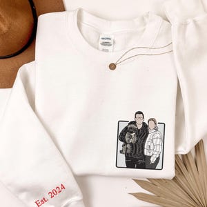 Embroidered Couple Shirt, Custom Embroidered Couple Sweatshirt, Custom embroidered photo, Sweatshirt Photo, Embroidered Picture Portrait