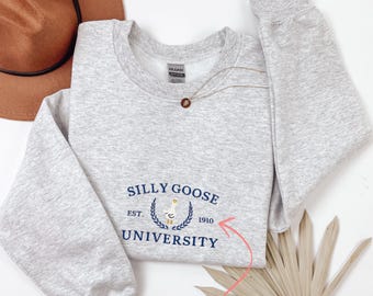 Embroidered Silly Goose University Crewneck Sweatshirt