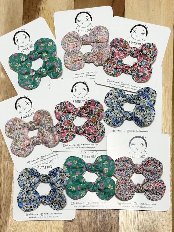 Liberty of London Floral Bow Hair Clips - Set of 2 - Etsy display picture 2