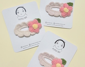 Crochet Flower Hair Clips: Girls Snap Clip Accessories