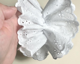 Elástico de cabelo grande em renda de algodão branca