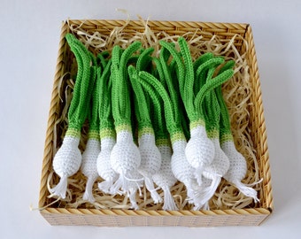 Faire semblant de jouer à l'oignon vert, les légumes au crochet jouent à la nourriture pour la cuisine enfants (1 pièces), jouets éducatifs
