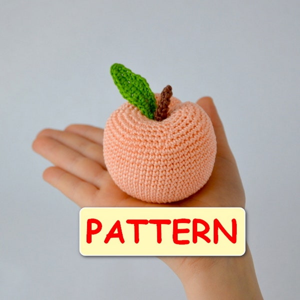 Peach PATTERN PDF, Crochet peach, Play food crochet PATTERN, Crochet fruit pattern, Pretend play food pattern, knitted food pattern