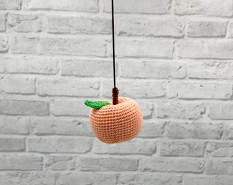 Baby gym hanging toys crochet fruit peach cotton toy, infant knit toy, rattle play gym toy, baby shower gift, natural eco toy