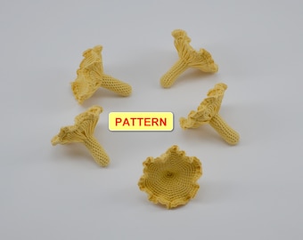 Crochet Chanterelle mushroom PATTERN, knitted mushroom PDF, knit veggies pattern, crochet food pattern, Education Toys