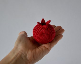 1 Pcs - Crochet pomegranate, Crochet play food, Kitchen decoration, Crochet fruit, Knitted toy food, Waldorf play food, Amigurumi food