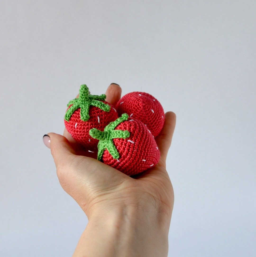 Crochet Strawberry Fruits Baby Rattle, Kitchen Toys for Kids, Christmas ...