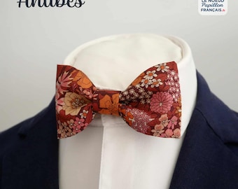 Terracotta Bowtie, floral bowtie, grooms bowtie, groomsmen bowtie, boho wedding, vintage wedding - "Antibes"