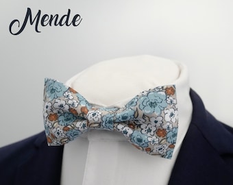 Sky blue bow tie, blue Liberty print bow tie, blue floral bow tie, for men, children and babies, "Mende"