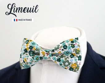 Green and yellow bow tie, rustic bow tie for men, children and babies, bow tie MADE IN FRANCE - "Limeuil"