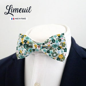 Green yellow bow tie, rustic bow tie for men, children and babies, MADE IN FRANCE bow tie - &quot;Limeuil&quot;