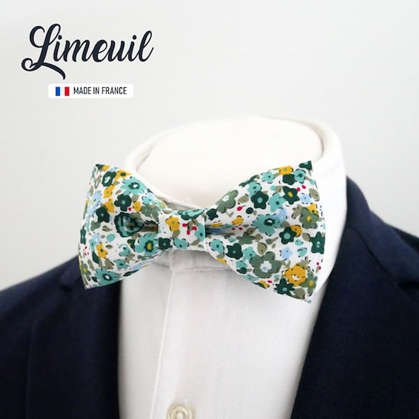 Green and yellow bow tie, rustic bow tie for men, children and babies, bow tie MADE IN FRANCE - "Limeuil"